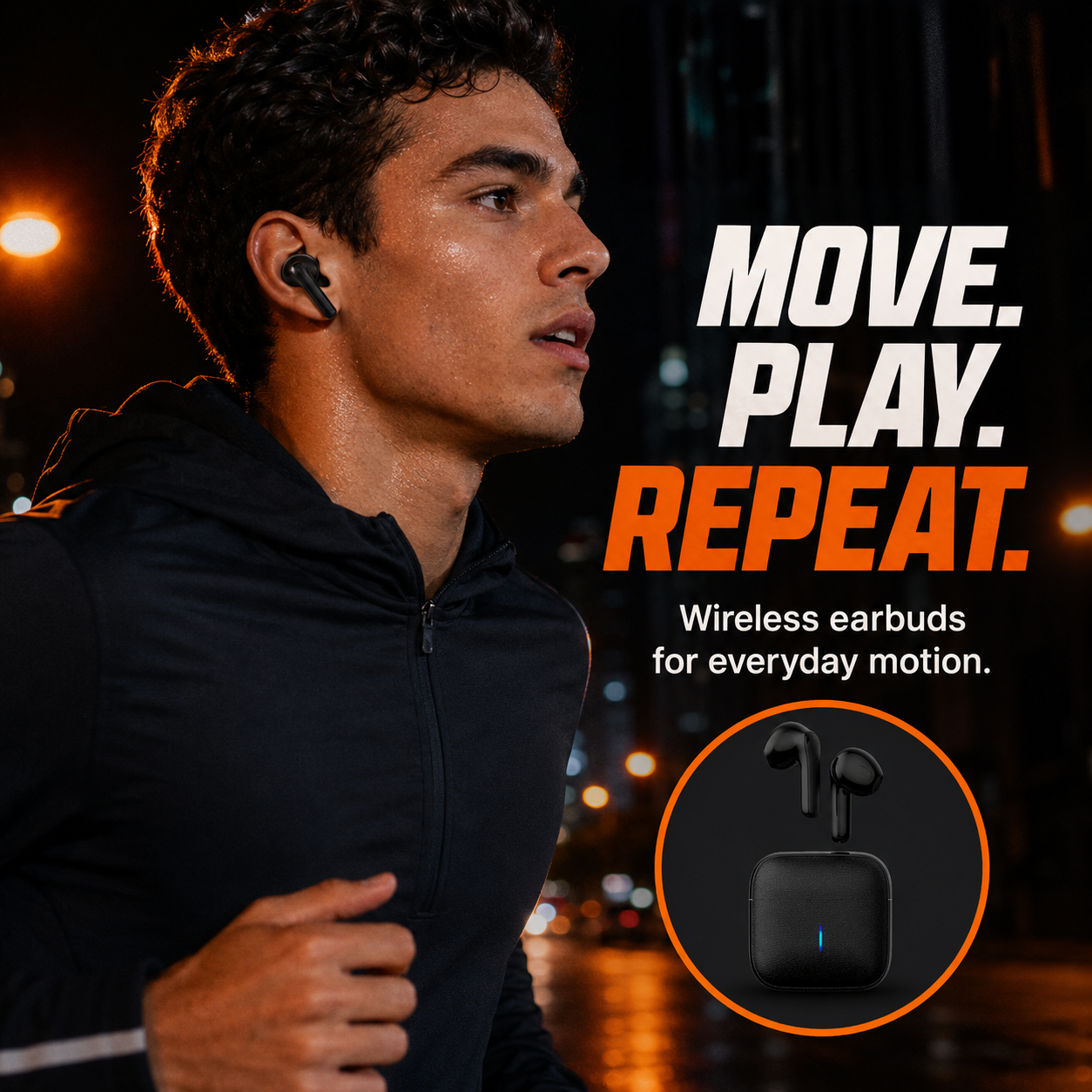 Sports wireless earbuds for everyday motion